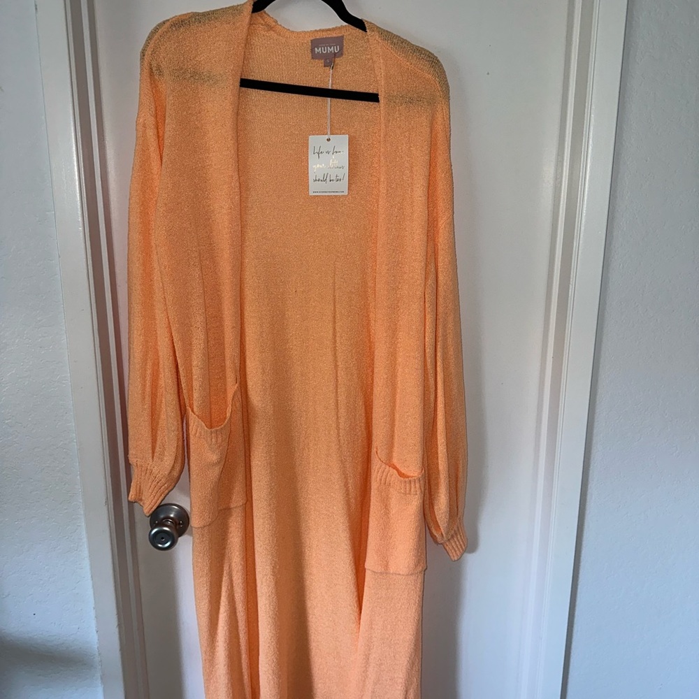 Show me your Mumu long sunset cardi in orange